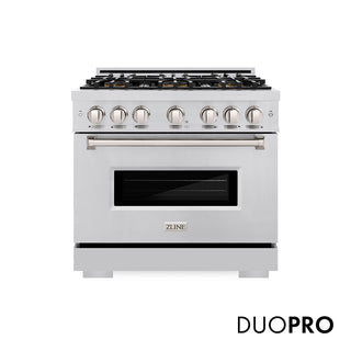 ZLINE 36 in. 5.2 cu. ft. Classic Dual Fuel Range with 6 Burner DuoPro™ Cooktop and Electric Convection Oven in Stainless Steel (PCDR36)