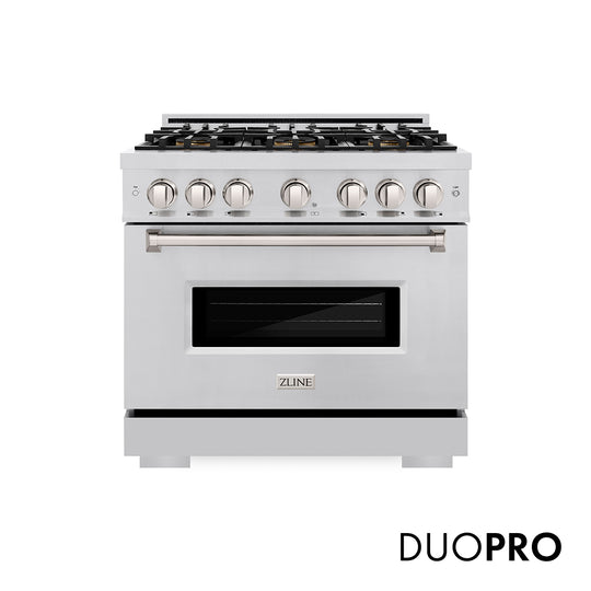 ZLINE 36 in. 5.2 cu. ft. Classic Dual Fuel Range with 6 Burner DuoPro™ Cooktop and Electric Convection Oven in Stainless Steel (PCDR36)
