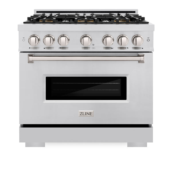 ZLINE 36 in. 5.2 cu. ft. Classic Dual Fuel Range with 6 Burner DuoPro™ Cooktop and Electric Convection Oven in Stainless Steel (PCDR36)