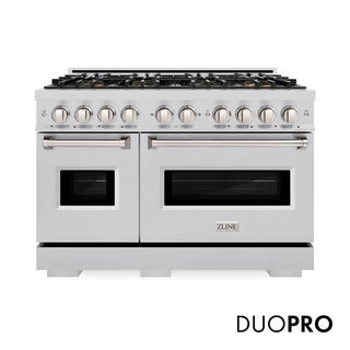ZLINE 48 in. 6.7 cu. ft. Classic Dual Fuel Range with 8 Burner DuoPro™ Cooktop and Dual Ovens in Stainless Steel (PCDR48)