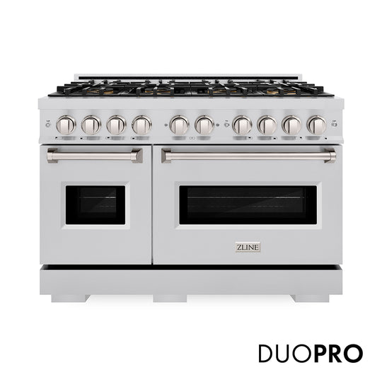 ZLINE 48 in. 6.7 cu. ft. Classic Dual Fuel Range with 8 Burner DuoPro™ Cooktop and Dual Ovens in Stainless Steel (PCDR48)