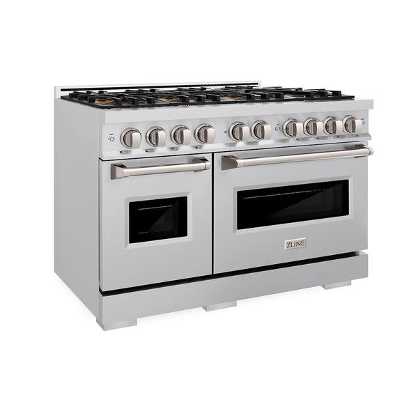 ZLINE 48 in. 6.7 cu. ft. Classic Dual Fuel Range with 8 Burner DuoPro™ Cooktop and Dual Ovens in Stainless Steel (PCDR48)