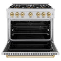 ZLINE Autograph Edition 36 in. 5.2 cu. ft. Classic Dual Fuel Range with 6 Burner DuoPro™ Cooktop and Electric Convection Oven in Stainless Steel and Champagne Bronze Accents (PCDRZ-36-CB)