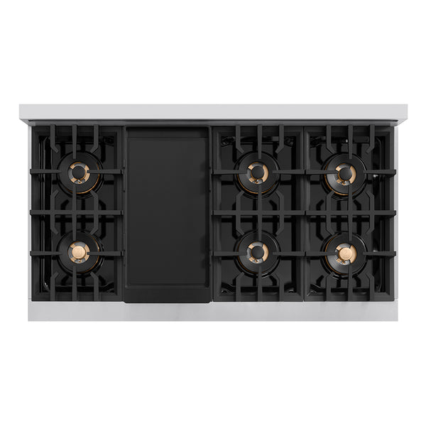 ZLINE Autograph Edition 48 in. 6.7 cu. ft. Classic Dual Fuel Range with 8 Burner DuoPro™ Cooktop and Dual Ovens in Stainless Steel and Champagne Bronze Accents (PCDRZ-48-CB)