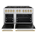 ZLINE Autograph Edition 48 in. 6.7 cu. ft. Classic Dual Fuel Range with 8 Burner DuoPro™ Cooktop and Dual Ovens with White Matte Doors and Champagne Bronze Accents (PCDRZ-WM-48-CB)
