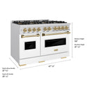 ZLINE Autograph Edition 48 in. 6.7 cu. ft. Classic Dual Fuel Range with 8 Burner DuoPro™ Cooktop and Dual Ovens with White Matte Doors and Champagne Bronze Accents (PCDRZ-WM-48-CB)
