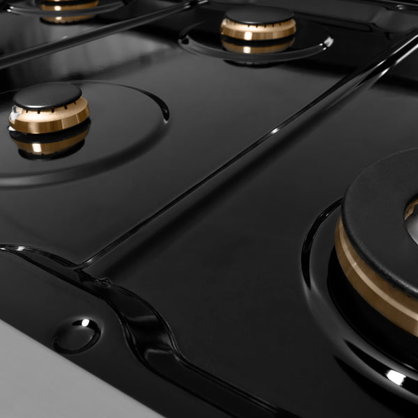 ZLINE 48 in. Classic Gas Rangetop with 8 Brass Burners and Porcelain Cooktop in Stainless Steel (RT-BR-48)