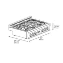 ZLINE Autograph Edition 36 in. Classic Gas Rangetop with 6 Burner DuoPro™ Cooktop in Stainless Steel and Polished Gold Accents (PCRTZ-36-G)