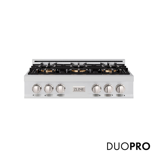 ZLINE 36 in. Classic Gas Rangetop with 6 Burner DuoPro™ Cooktop in Stainless Steel (PCRT36)