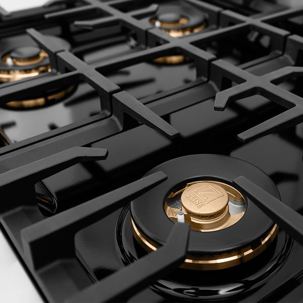 ZLINE Autograph Edition 30 in. Classic Gas Rangetop with 4 Burner DuoPro™ Cooktop in Stainless Steel and Polished Gold Accents (PCRTZ-30-G)