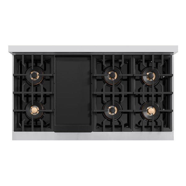 ZLINE Autograph Edition 48 in. Classic Gas Rangetop with 8 Burner DuoPro™ Cooktop in Stainless Steel and Polished Gold Accents (PCRTZ-48-G)