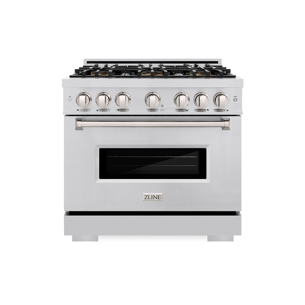 ZLINE 36 in. 5.2 cu. ft. Classic Gas Range with 6 Burner DuoPro™ Cooktop and Convection Gas Oven in Stainless Steel (PCGR36)