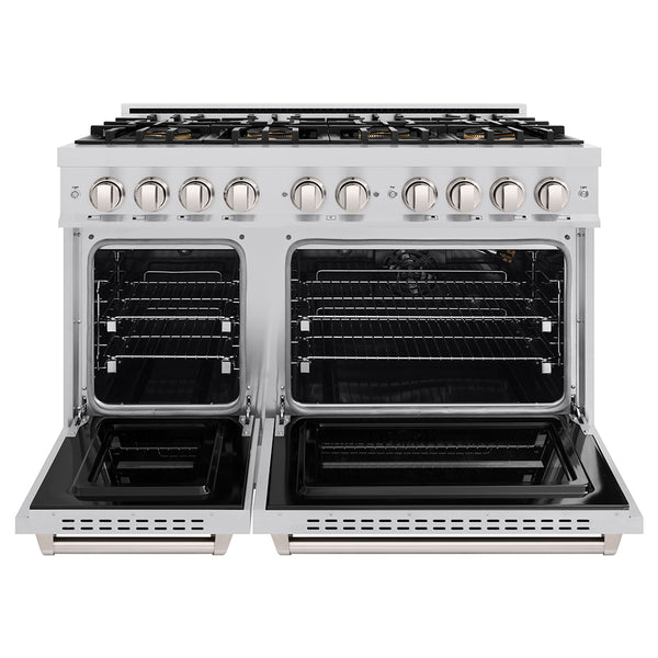 ZLINE 48 in. 6.7 cu. ft. Classic Gas Range with 8 Burner DuoPro™ Cooktop and Dual Ovens in Stainless Steel (PCGR48)