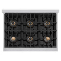 ZLINE Autograph Edition 36 in. 5.2 cu. ft. Classic Gas Range with 6 Burner DuoPro™ Cooktop and Convection Gas Oven in Stainless Steel and Champagne Bronze Accents (PCGRZ-36-CB)