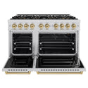 ZLINE Autograph Edition 48 in. 6.7 cu. ft. Classic Gas Range with 8 Burner DuoPro™ Cooktop and Dual Ovens in Stainless Steel and Champagne Bronze Accents (PCGRZ-48-CB)
