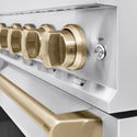 ZLINE Autograph Edition 48 in. 6.7 cu. ft. Classic Gas Range with 8 Burner DuoPro™ Cooktop and Dual Ovens in Stainless Steel and Champagne Bronze Accents (PCGRZ-48-CB)