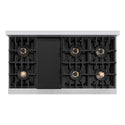 ZLINE Autograph Edition 48 in. 6.7 cu. ft. Classic Gas Range with 8 Burner DuoPro™ Cooktop and Dual Ovens with White Matte Doors and Champagne Bronze Accents (PCGRZ-WM-48-CB)