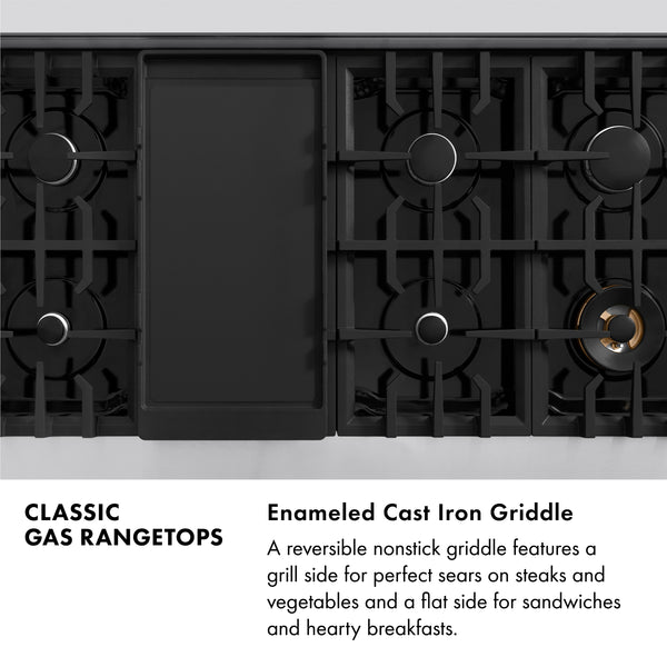 ZLINE 48 in. Classic Gas Rangetop with 8 Burners and Porcelain Cooktop in Stainless Steel with Griddle (RT-GR-48)
