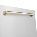 Polished Gold handle on ZLINE Autograph Edition 24" Monument Series Dishwasher.
