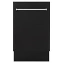 ZLINE 18 in. Tallac Series 3rd Rack Top Control Dishwasher with a Stainless Steel Tub with Black Matte Panel, 51dBa (DWV-BLM-18) front, closed.