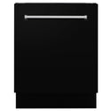 ZLINE 24 in. Tallac Series 3rd Rack Dishwasher with Black Matte Panel and Traditional Handle, 51dBa (DWV-BLM-24) front, closed.
