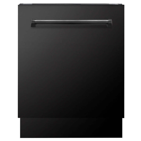 ZLINE black stainless steel dishwasher front