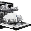 Plates and glassware loaded into ZLINE dishwasher.