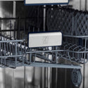ZLINE 24 in. Tallac Series 3rd Rack Dishwasher with Copper Panel and Traditional Handle, 51dBa (DWV-C-24) close-up, ZLINE logo on dish rack.