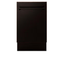 ZLINE 18 in. Tallac Series 3rd Rack Top Control Dishwasher with a Stainless Steel Tub with Oil-Rubbed Bronze Panel, 51dBa (DWV-ORB-18) front, closed.