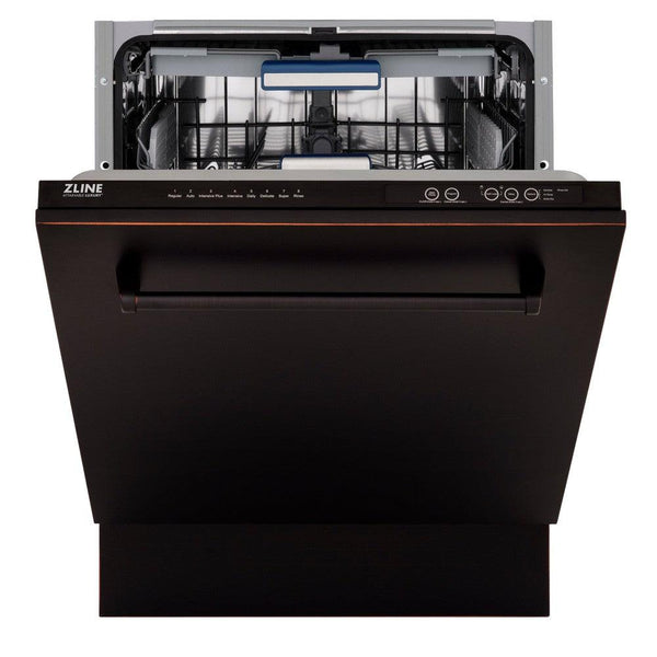 ZLINE 24" Tallac Series 3rd Rack Dishwasher with Oil-Rubbed Bronze Panel and Traditional Handle, 51dBa (DWV-ORB-24)-Dishwashers-DWV-ORB-24 ZLINE Kitchen and Bath
