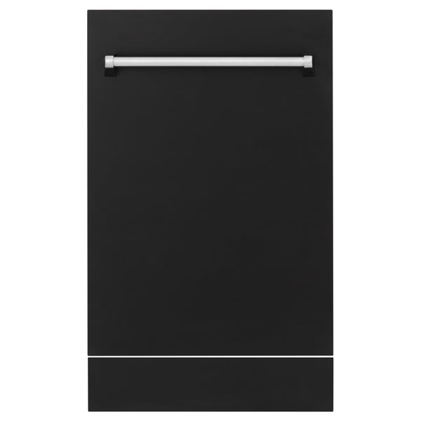 ZLINE 18" Tallac Dishwasher Panel in Black Matte with Traditional Handle (DPV-BLM-18)