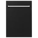 ZLINE 18" Tallac Dishwasher Panel in Black Matte with Traditional Handle (DPV-BLM-18)