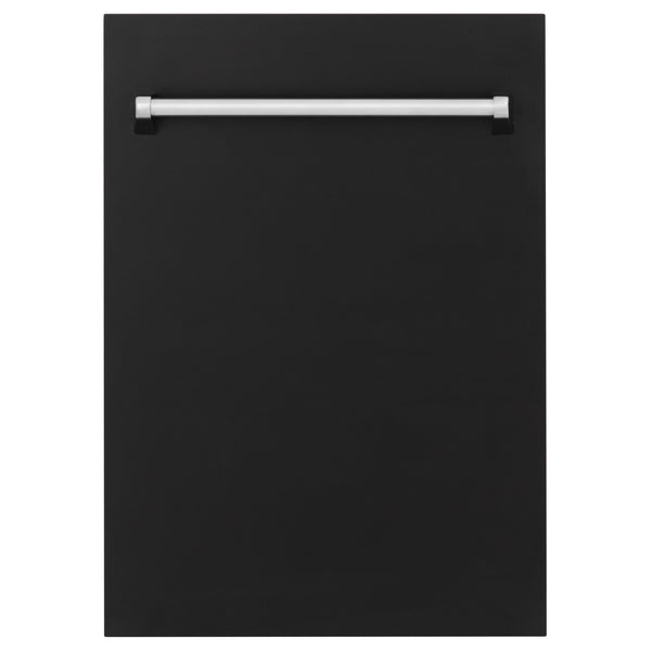 ZLINE 18" Tallac Dishwasher Panel in Black Matte with Traditional Handle (DPV-BLM-18)