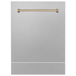 ZLINE Autograph Edition 24" Tallac Dishwasher Panel in Fingerprint Resistant Stainless Steel with Champagne Bronze Handle (DPVZ-SN-24-CB)