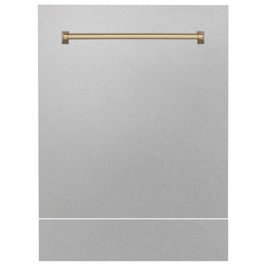 ZLINE Autograph Edition 24" Tallac Dishwasher Panel in Fingerprint Resistant Stainless Steel with Champagne Bronze Handle (DPVZ-SN-24-CB)
