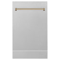 ZLINE Autograph Edition 18 in. Tallac Dishwasher Panel in Satin Stainless Steel Finish with Champagne Bronze Handle (DPVZ-SN-18-CB)