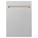 ZLINE Autograph Edition 18 in. Tallac Dishwasher Panel in Satin Stainless Steel Finish with Champagne Bronze Handle (DPVZ-SN-18-CB)