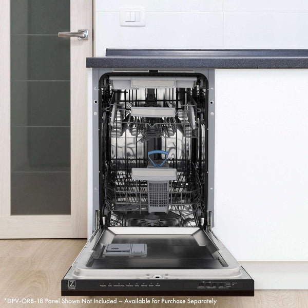 ZLINE 18 in. Tallac Series 3rd Rack Top Control Dishwasher in Custom Panel Ready with Stainless Steel Tub, 51dBa (DWV-18)-Dishwashers-DWV-18 ZLINE Kitchen and Bath