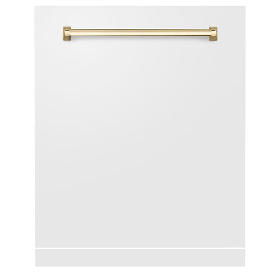 ZLINE Autograph Edition 24" Monument Dishwasher Panel in White Matte with Polished Gold Handle (DPMTZ-WM-24-G)