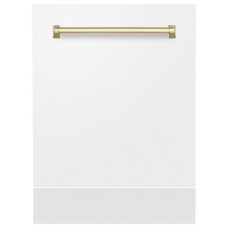 ZLINE Autograph Edition 24" Tallac Dishwasher Panel in White Matte with Polished Gold Handle (DPVZ-WM-24-G)
