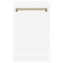 ZLINE 18 in. Autograph Edition Tallac Dishwasher Panel in White Matte with Champagne Bronze Handle (DPVZ-WM-18-CB)