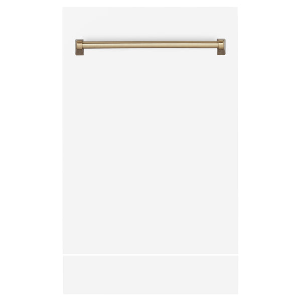 ZLINE 18 in. Autograph Edition Tallac Dishwasher Panel in White Matte with Champagne Bronze Handle (DPVZ-WM-18-CB)