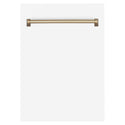 ZLINE 18 in. Autograph Edition Tallac Dishwasher Panel in White Matte with Champagne Bronze Handle (DPVZ-WM-18-CB)
