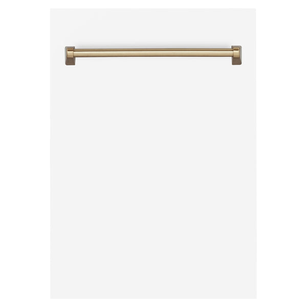 ZLINE 18 in. Autograph Edition Tallac Dishwasher Panel in White Matte with Champagne Bronze Handle (DPVZ-WM-18-CB)