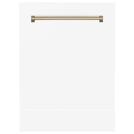ZLINE Autograph Edition 24" Tallac Dishwasher Panel in White Matte with Champagne Bronze Handle (DPVZ-WM-24-CB)