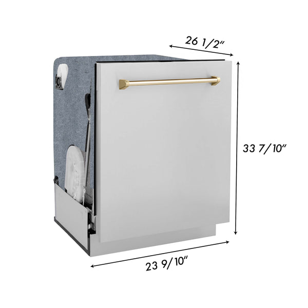 ZLINE 24-inch dishwasher dimensional diagram with measurements.
