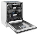 ZLINE 24" Stainless Steel Built-in Dishwasher side with door fully open.