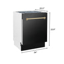 ZLINE 24-inch dishwasher dimensional diagram with measurements.