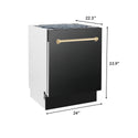 ZLINE 24-inch dishwasher dimensional diagram with measurements.