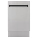 ZLINE Autograph Edition 18 in. Compact 3rd Rack Top Control Dishwasher in Stainless Steel with Matte Black Handle, 51dBa (DWVZ-304-18-MB)-Dishwashers-DWVZ-304-18-MB ZLINE Kitchen and Bath